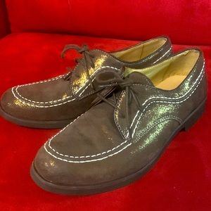 Hush Puppies Bronze Metallic Lifetime Oxford Lace-Up Suede Shoes 7